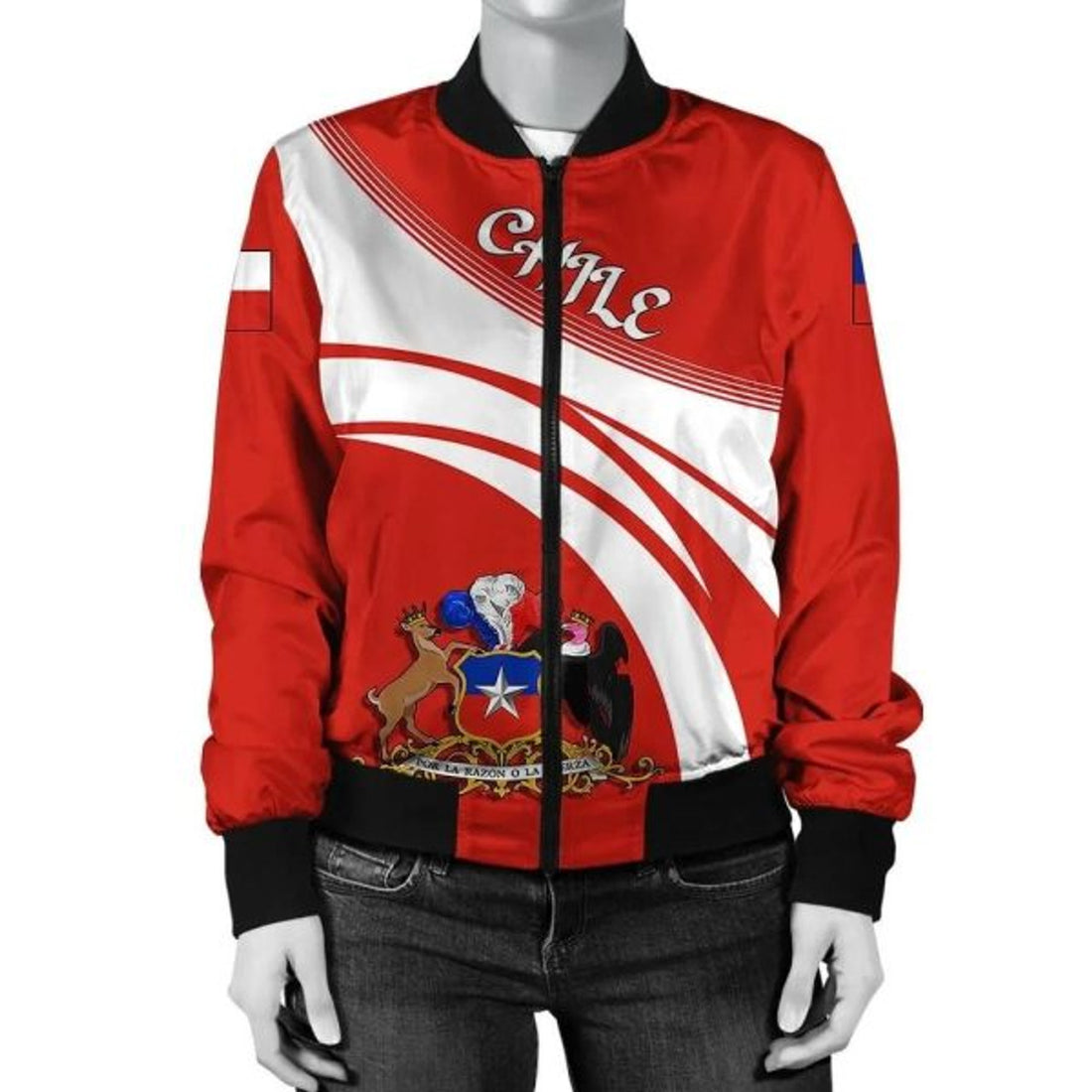FUNSTUFFPRINT Chile Coat Of Arms Women Bomber Jacket Cricket 3D Bomber Jacket