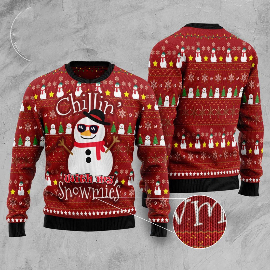 FUNSTUFFPRINT Chillin With My Snowmies Funny Ugly Christmas Sweater, Christmas Sweater, Ugly Sweater, Funny Xmas Sweaters Ugly Sweater