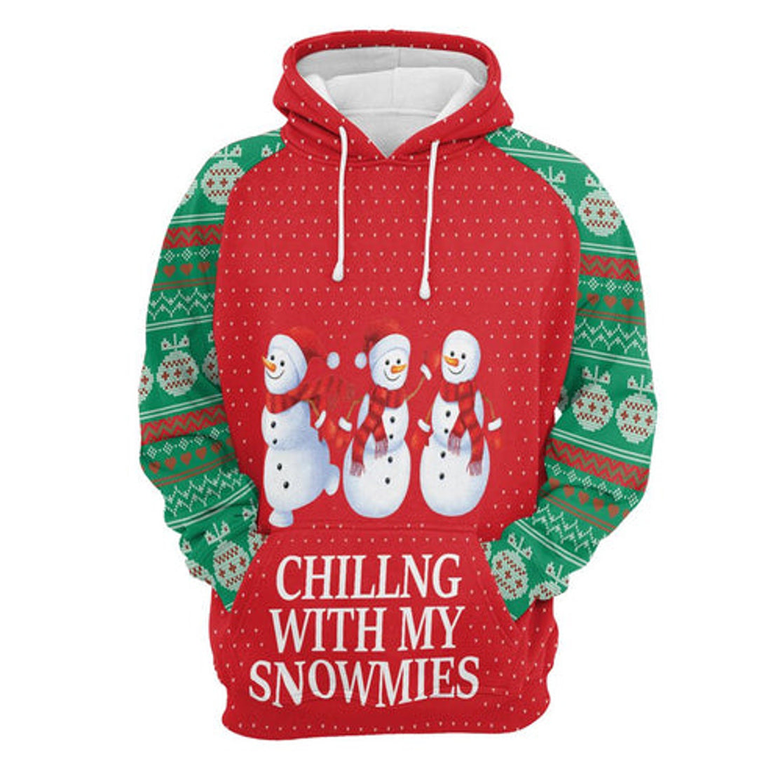 FUNSTUFFPRINT 3D Chilling With My Snowmies Christmas All Over 3D Hoodie and Zip Hoodie