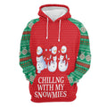 FUNSTUFFPRINT 3D Chilling With My Snowmies Christmas All Over 3D Hoodie and Zip Hoodie