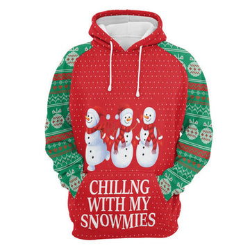 FUNSTUFFPRINT 3D Chilling With My Snowmies Christmas All Over 3D Hoodie and Zip Hoodie