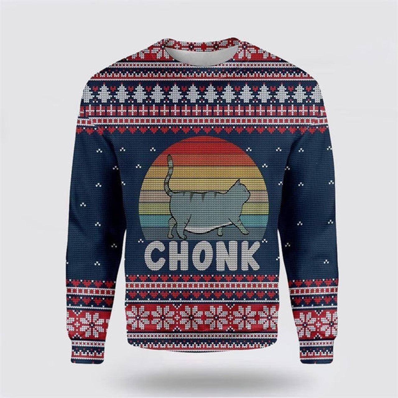 FUNSTUFFPRINT Chonk Cat Ugly Christmas Sweater For Men And Women, Best Gift For Christmas, Christmas Fashion Winter  Ugly  Sweater