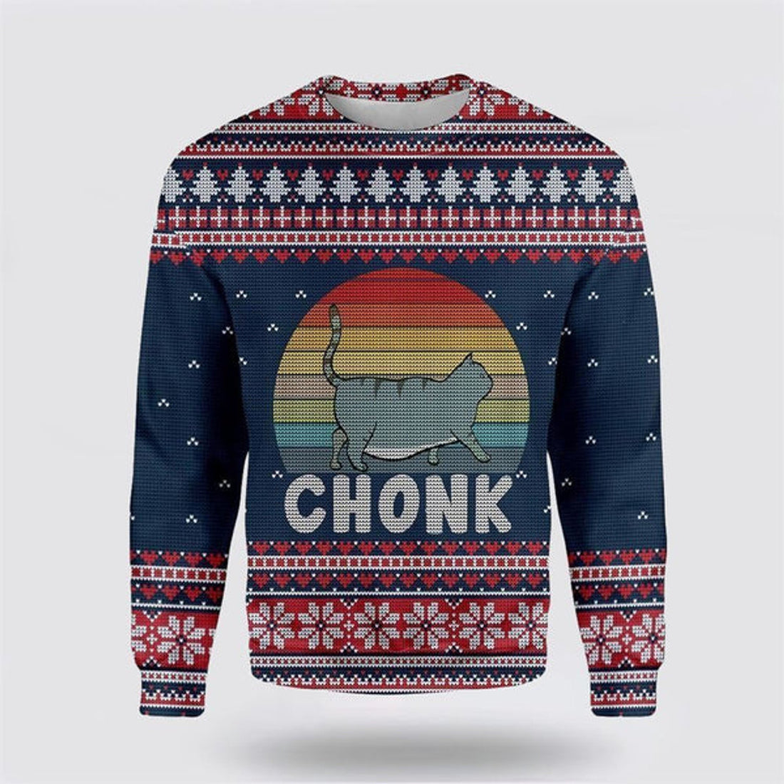 FUNSTUFFPRINT Chonk Cat Ugly Christmas Sweater For Men And Women, Best Gift For Christmas, Christmas Fashion Winter  Ugly  Sweater