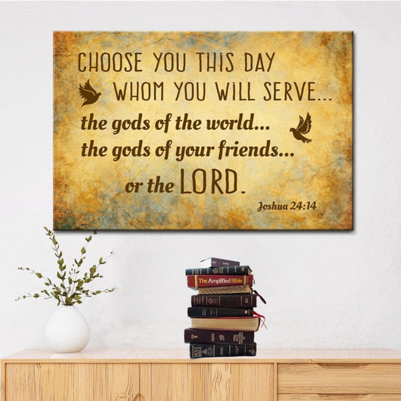 Choose You This Day Joshua 2414 Bible Verse Wall Art Canvas Print - Religious Wall Decor