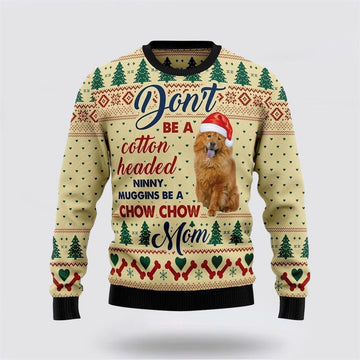 FUNSTUFFPRINT Chow Chow Mom Ugly Christmas Sweater – Pet Lover Christmas Sweater Ugly  Sweater