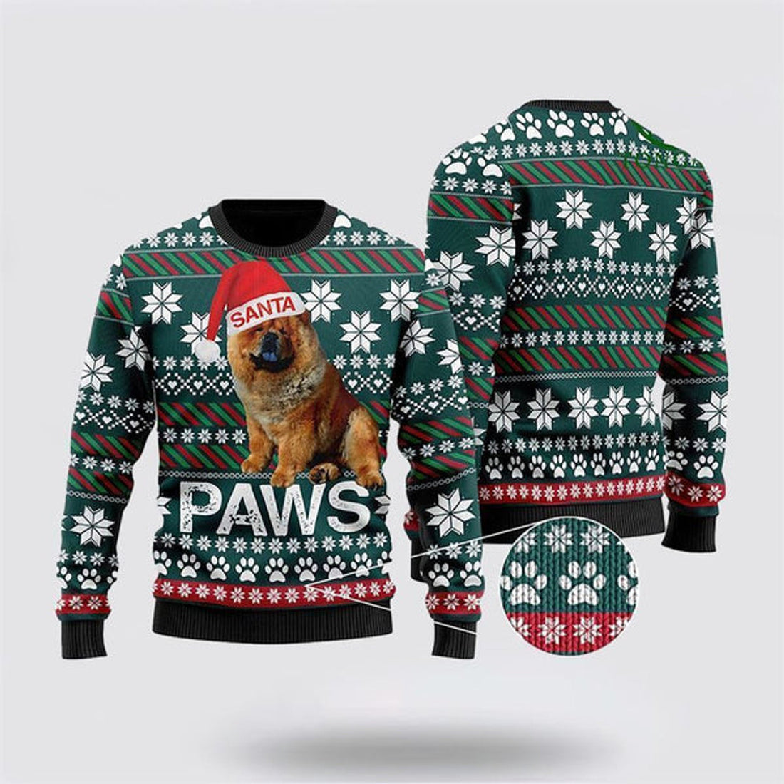 FUNSTUFFPRINT Chow Chow Santa Printed Ugly Christmas Sweater For Men And Women, Gift For Christmas, Best Winter Christmas Outfit Ugly  Sweater