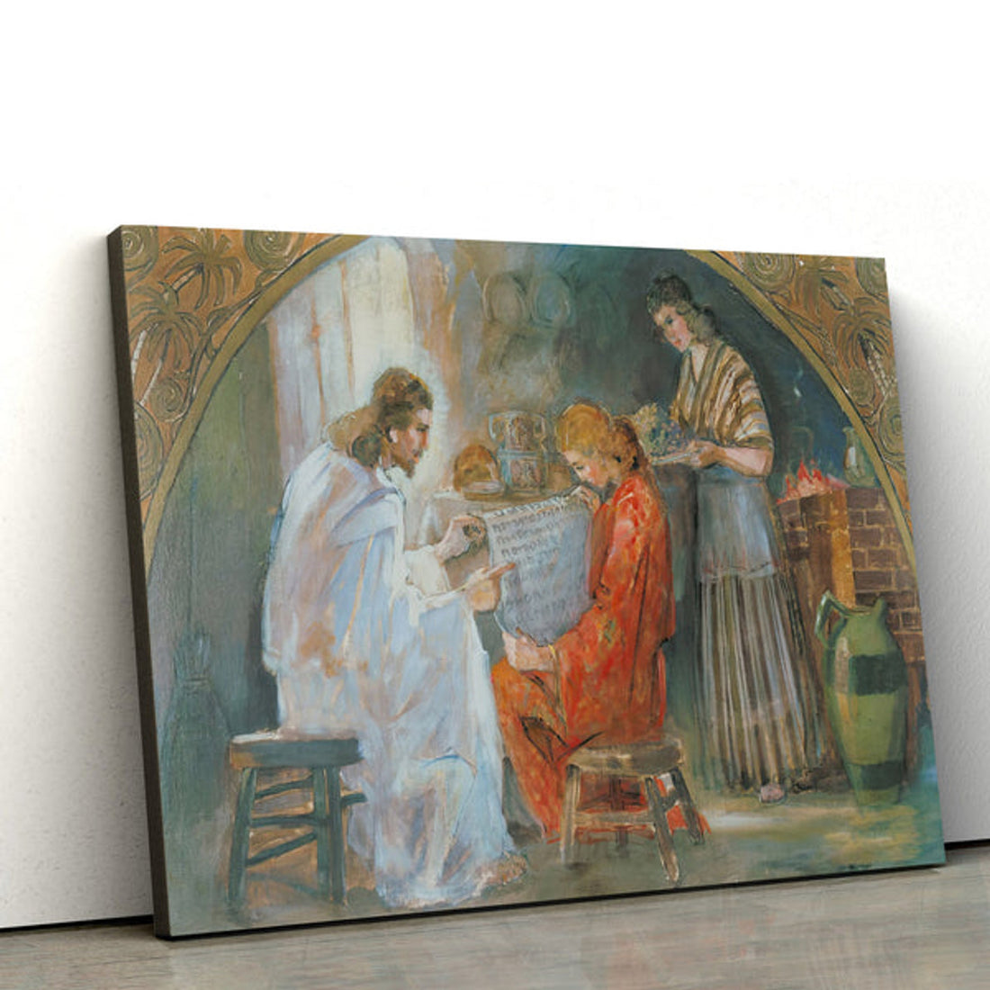 Jesus With Mary And Martha Canvas Poster - Jesus Canvas Wall Art - Christian Wall Decor - Gift For Christian 