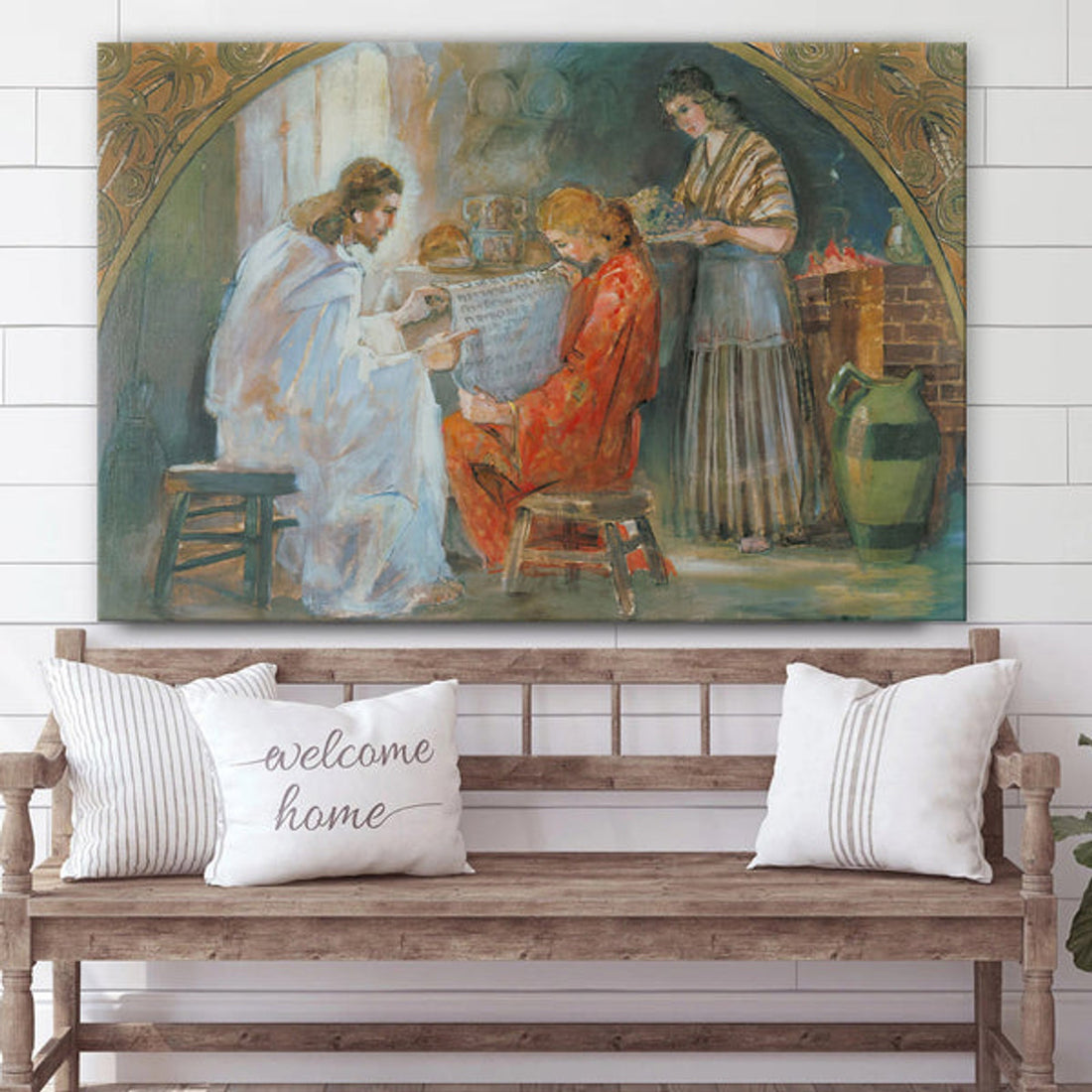 Jesus With Mary And Martha Canvas Poster - Jesus Canvas Wall Art - Christian Wall Decor - Gift For Christian 