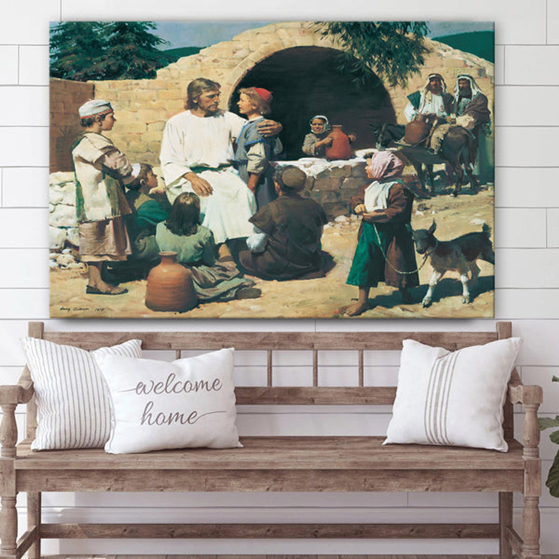 Christ And The Children Canvas Wall Art - Christian Canvas Pictures - Religious Canvas Wall Art