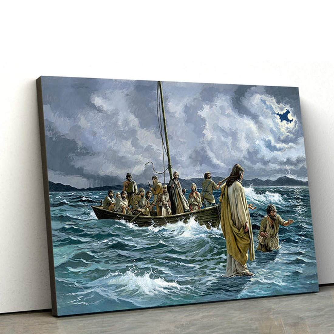 Christ Walking On The Sea Of Galilee Canvas Pictures - Jesus Canvas Pictures - Christian Wall Art