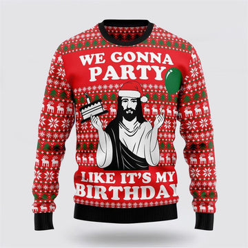 FUNSTUFFPRINT Christian Party Ugly Christmas Sweater – Gifts For People Who Love Jesus Ugly  Sweater