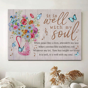Christian Wall Art In The Morning When I Rise Give Me Jesus Butterfly Sunflower Canvas Print - Christian Wall Decor