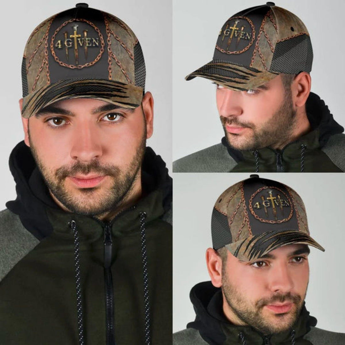 FUNSTUFFPRINT Christian 1 Cross 3 Nails 4 Given Baseball Cap - Christian Hats for Men and Women