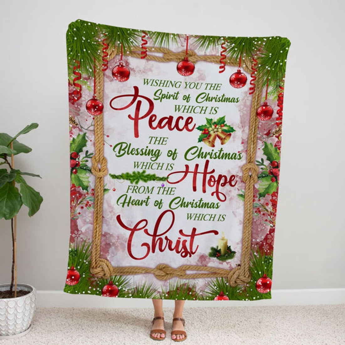 FUNSTUFFPRINT Christian Christmas Gifts Peace Hope Christ Fleece Blanket - Christian Blanket - Bible Verse Blanket