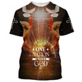 FUNSTUFFPRINT Christian Cross Jesus One Nation Under God Christian 3D T-shirt