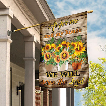 Christian Garden Flags, As For Me And My House We Will Serve The Lord Flag, Christian House Flags, Christian Cross Flag, Faith Flag