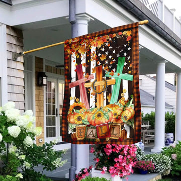 Christian Garden Flags, Fall For Jesus Flag, Christian House Flags, Christian Cross Flag, Faith Flag