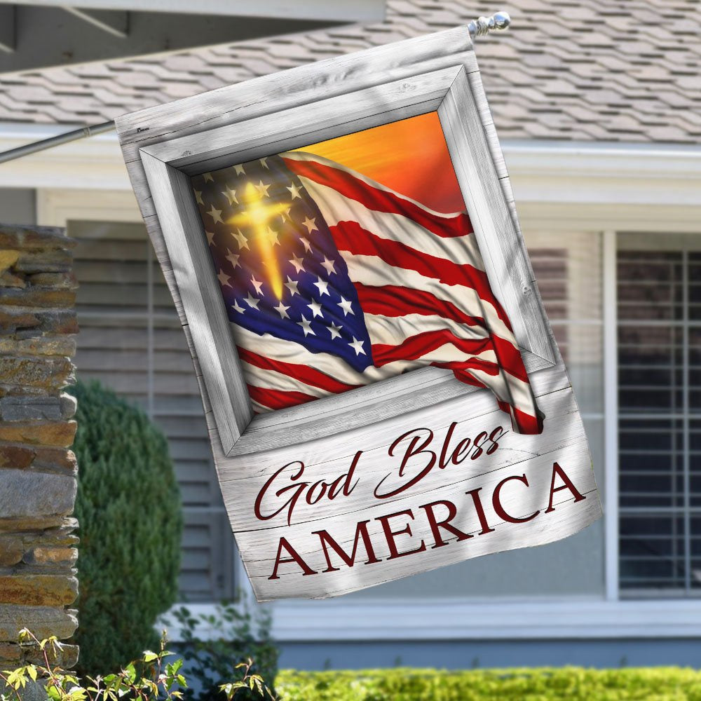 Christian Garden Flags, God Bless America Sunset Flying Flag, Christian House Flags, Christian Cross Flag, Faith Flag