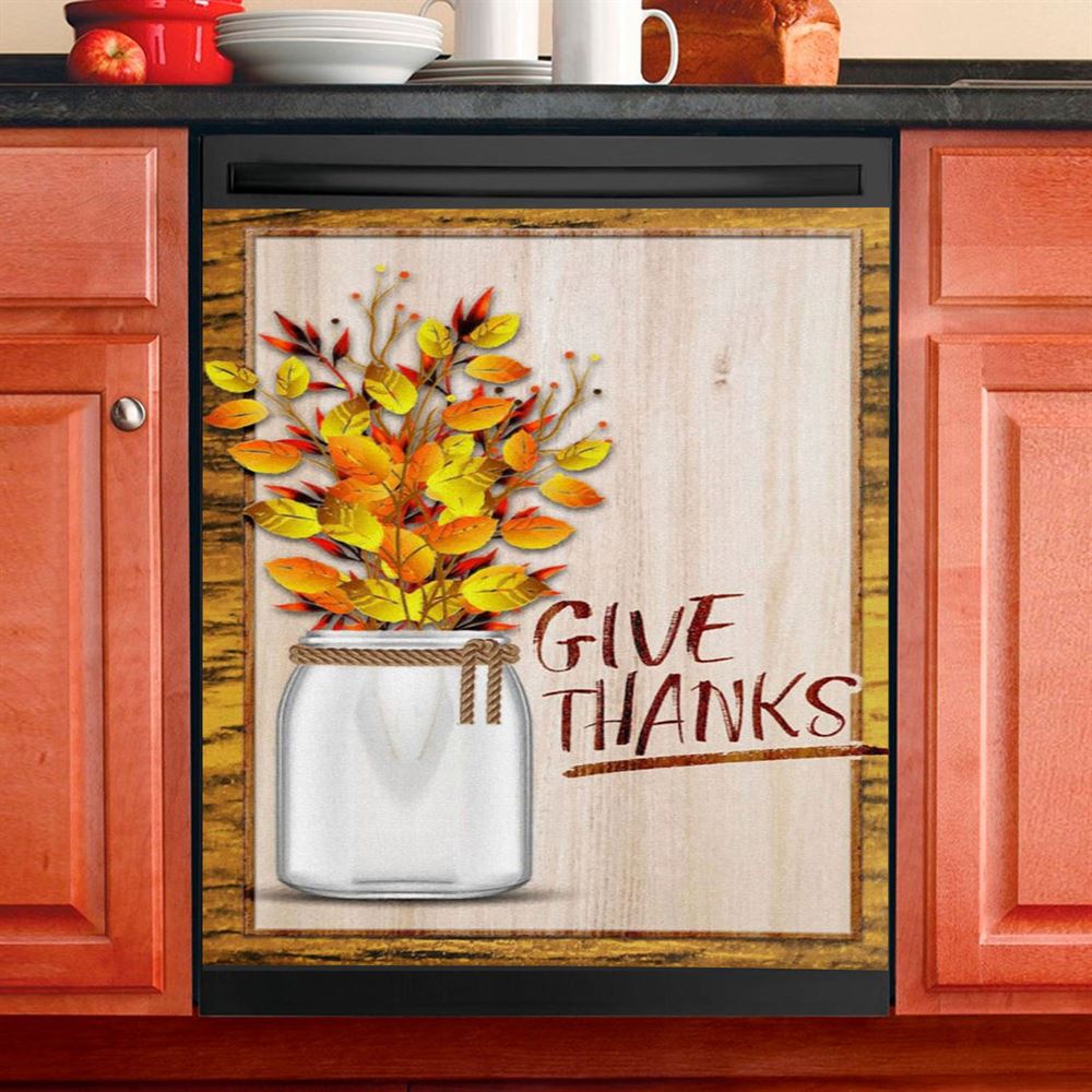 Christian Give Thanks Flowers Dishwasher Cover, Bible Verse Dishwasher Magnet Cover, Scripture Kitchen Decor