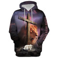 FUNSTUFFPRINT 3D Christian Jesus Lion And The Lamb 3D Hoodie and Zip Hoodie