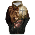 FUNSTUFFPRINT 3D Christian Jesus Lion - Faith Over Fear 3D Hoodie and Zip Hoodie
