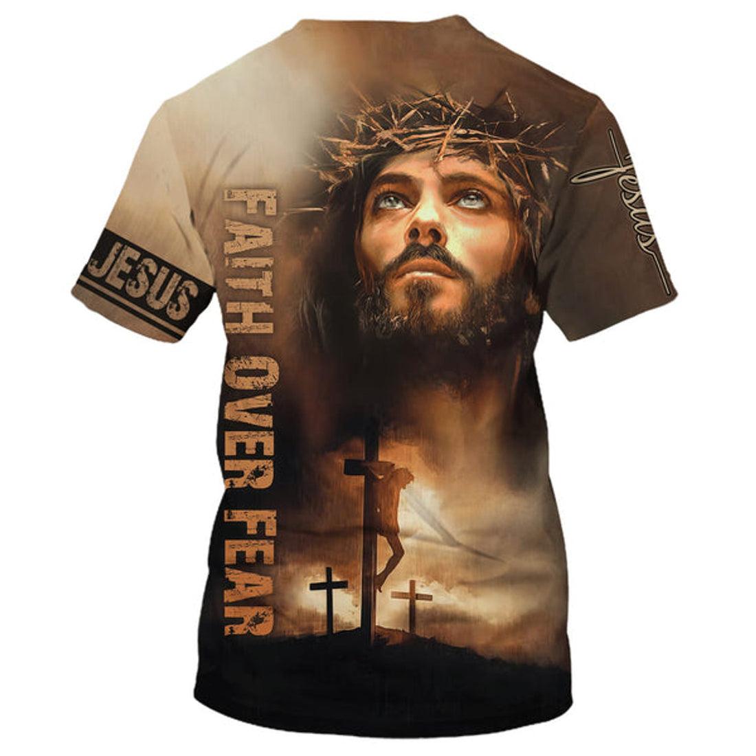 FUNSTUFFPRINT Christian Jesus Shirt Faith Over Fear 3d Shirts - Christian T-Shirts For Men And Women
 3D T-shirt