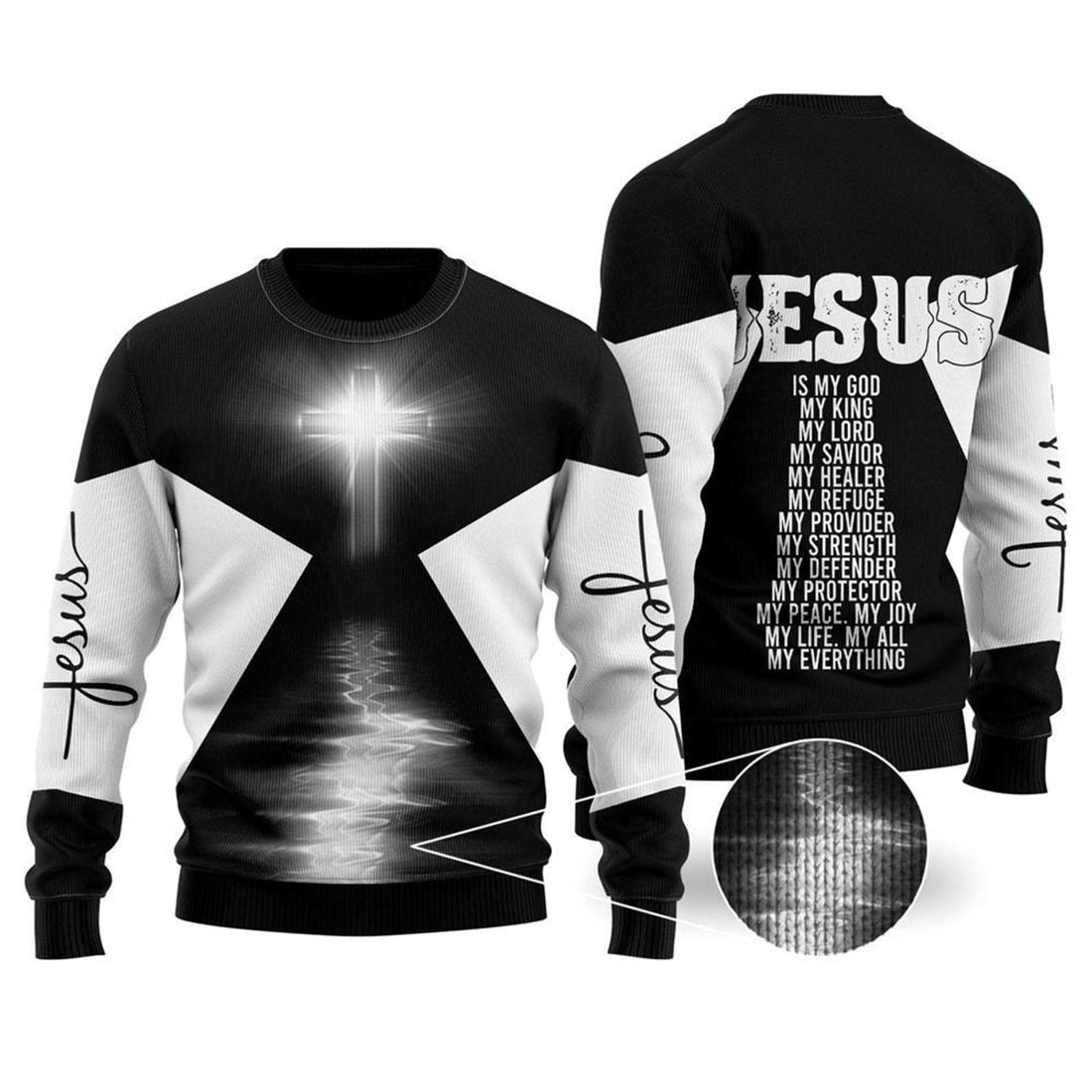 FUNSTUFFPRINT Christian Jesus Ugly Christmas Sweater For Men & Women – Gifts For Christians Ugly  Sweater