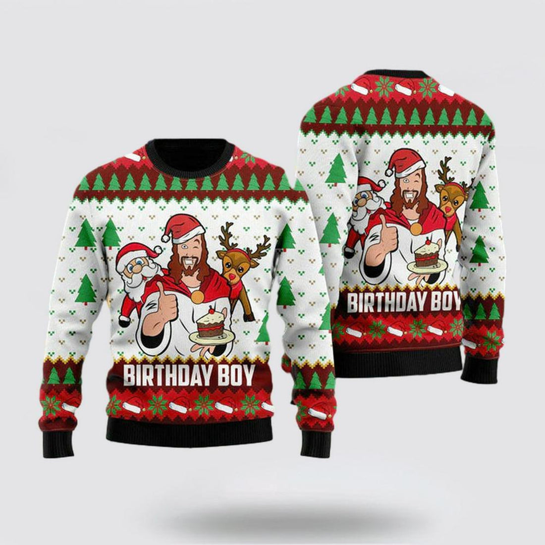 FUNSTUFFPRINT Christian Sweater, Jesus Birthday Boy Ugly Christmas Sweater, Jesus Christmas Sweater, Jesus Saves Shirt Ugly  Sweater