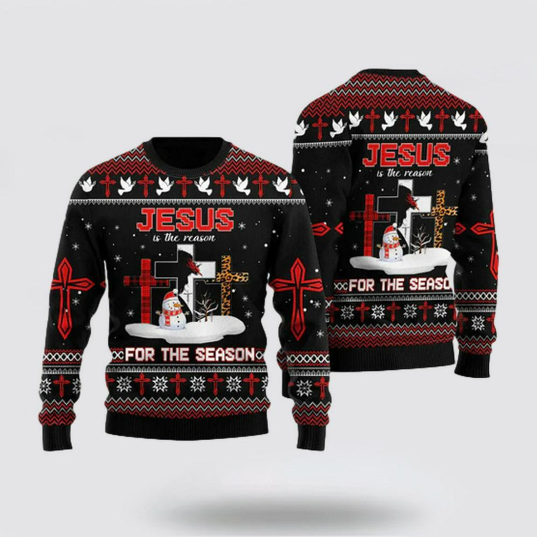 FUNSTUFFPRINT Christian Sweater, Jesus The Reason For The Season Ugly Christmas Sweater, Jesus Christmas Sweater, Jesus Saves Shirt Ugly  Sweater
