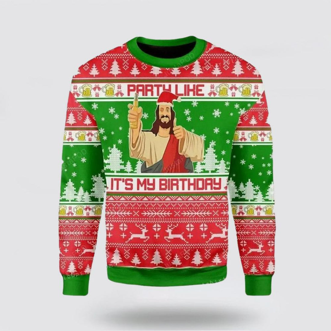 FUNSTUFFPRINT Christian Sweater, My Birthday Jesus Ugly Christmas Sweater, Jesus Christmas Sweater, Jesus Saves Shirt Ugly  Sweater