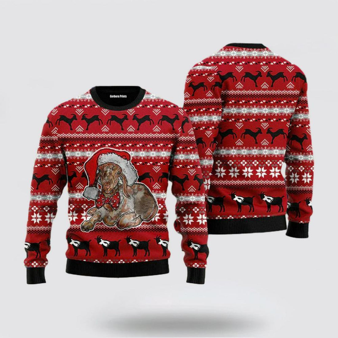 FUNSTUFFPRINT Christian Sweater, Santa Goat Ugly Christmas Sweater, Jesus Christmas Sweater, Jesus Saves Shirt Ugly  Sweater