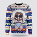 FUNSTUFFPRINT Christian Ugly Christmas Sweater, Baby Jesus Ugly Christmas Sweater, Religious Christmas Sweaters Ugly  Sweater