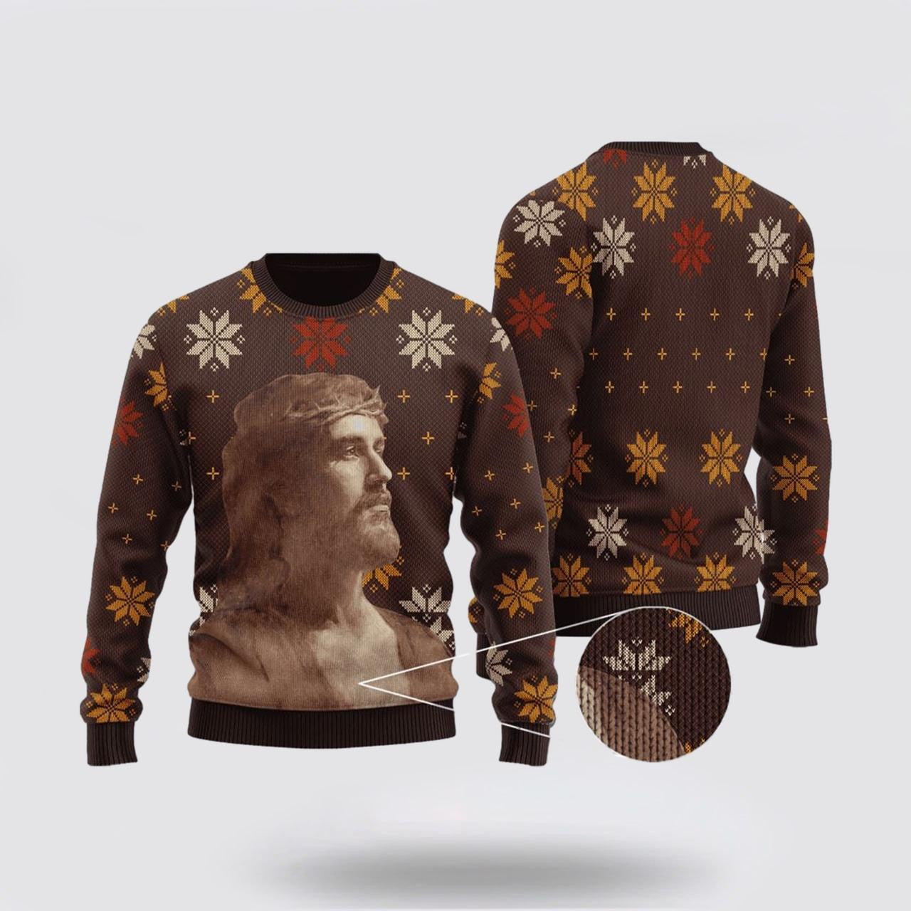 FUNSTUFFPRINT Christian Ugly Christmas Sweater, Christ God Ugly Christmas Sweater, Religious Christmas Sweaters Ugly  Sweater