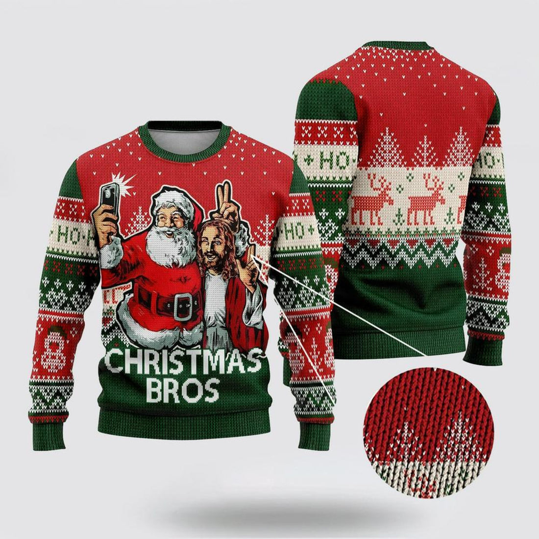 FUNSTUFFPRINT Christian Ugly Christmas Sweater, Christmas Bros Ugly Christmas Sweater, Religious Christmas Sweaters Ugly  Sweater