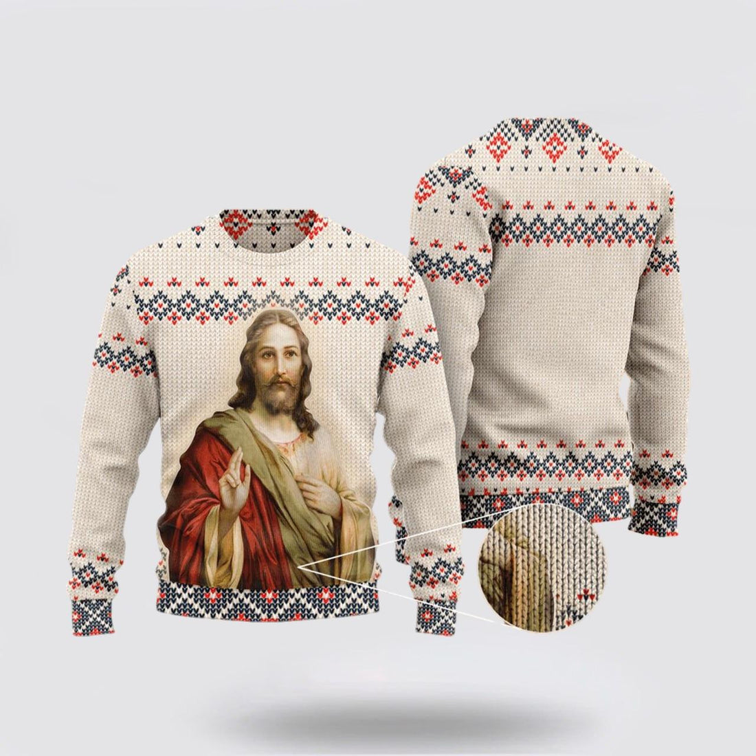 FUNSTUFFPRINT Christian Ugly Christmas Sweater, Holy Christian Ugly Christmas Sweater, Religious Christmas Sweaters Ugly  Sweater