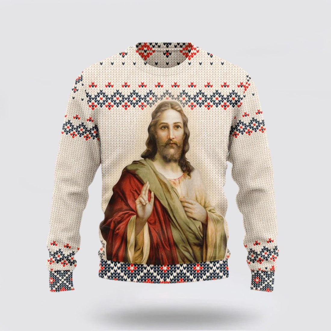 FUNSTUFFPRINT Christian Ugly Christmas Sweater, Holy Christian Ugly Christmas Sweater, Religious Christmas Sweaters Ugly  Sweater