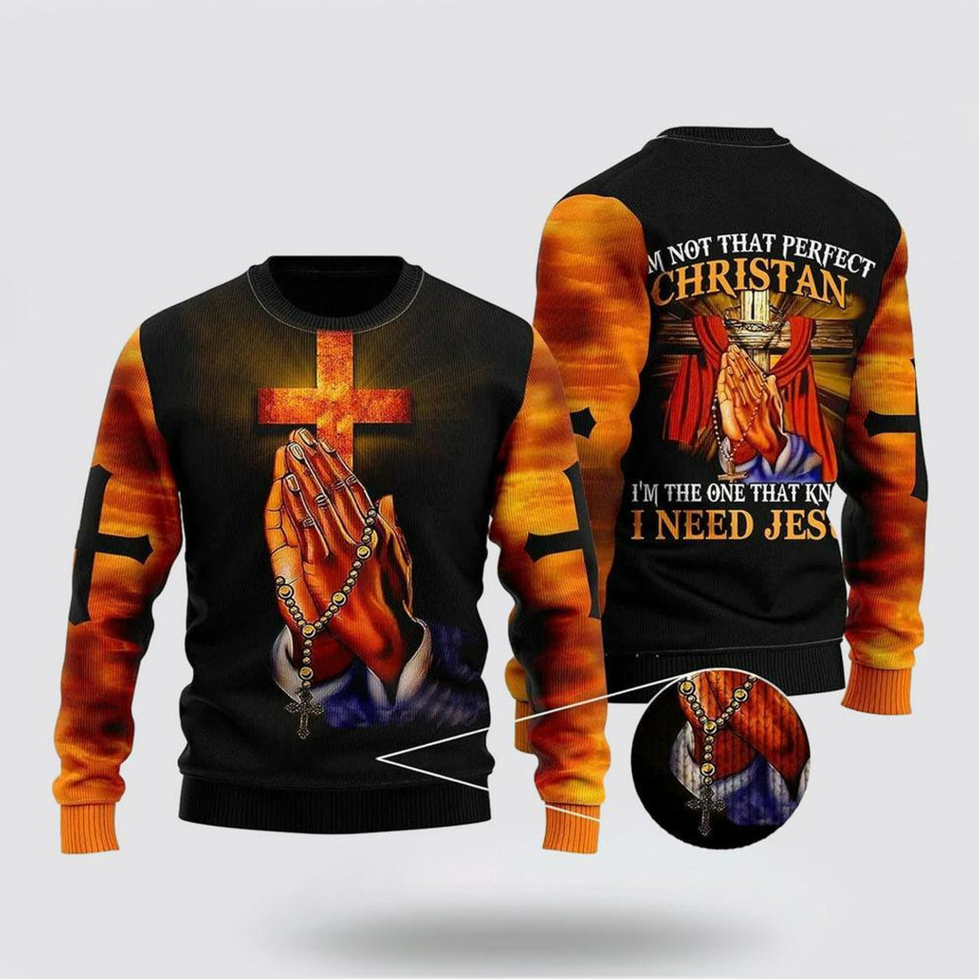 FUNSTUFFPRINT Christian Ugly Christmas Sweater, I’m Not That Perfect Christian Ugly Christmas Sweater, Religious Christmas Sweaters Ugly  Sweater