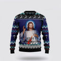 FUNSTUFFPRINT Christian Ugly Christmas Sweater, Jesus Is My Savior Womens Ugly Christmas Sweater, Religious Christmas Sweaters Ugly  Sweater