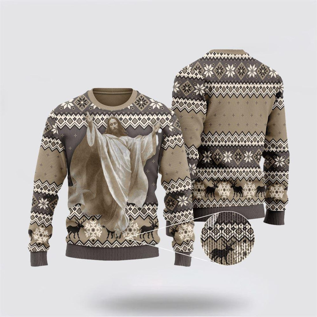 FUNSTUFFPRINT Christian Ugly Christmas Sweater, Vintage Christian God Ugly Christmas Sweater, Religious Christmas Sweaters Ugly  Sweater