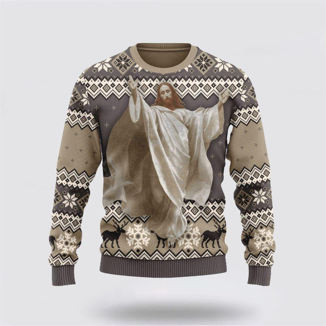 FUNSTUFFPRINT Christian Ugly Christmas Sweater, Vintage Christian God Ugly Christmas Sweater, Religious Christmas Sweaters Ugly  Sweater