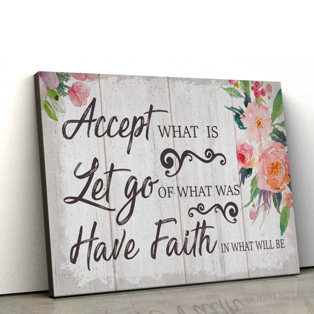 Christian Wall Art Accept What Is Let Go Of Was Canvas Print - Religious Canvas Painting