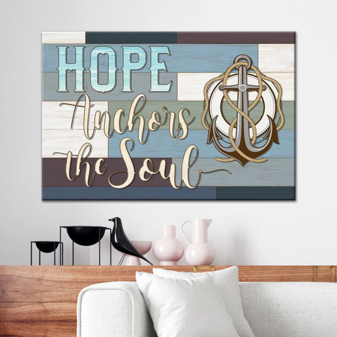 Christian Wall Art Hebrews 619 Hope Anchors The Soul Wall Art Canvas Print - Religious Wall Decor