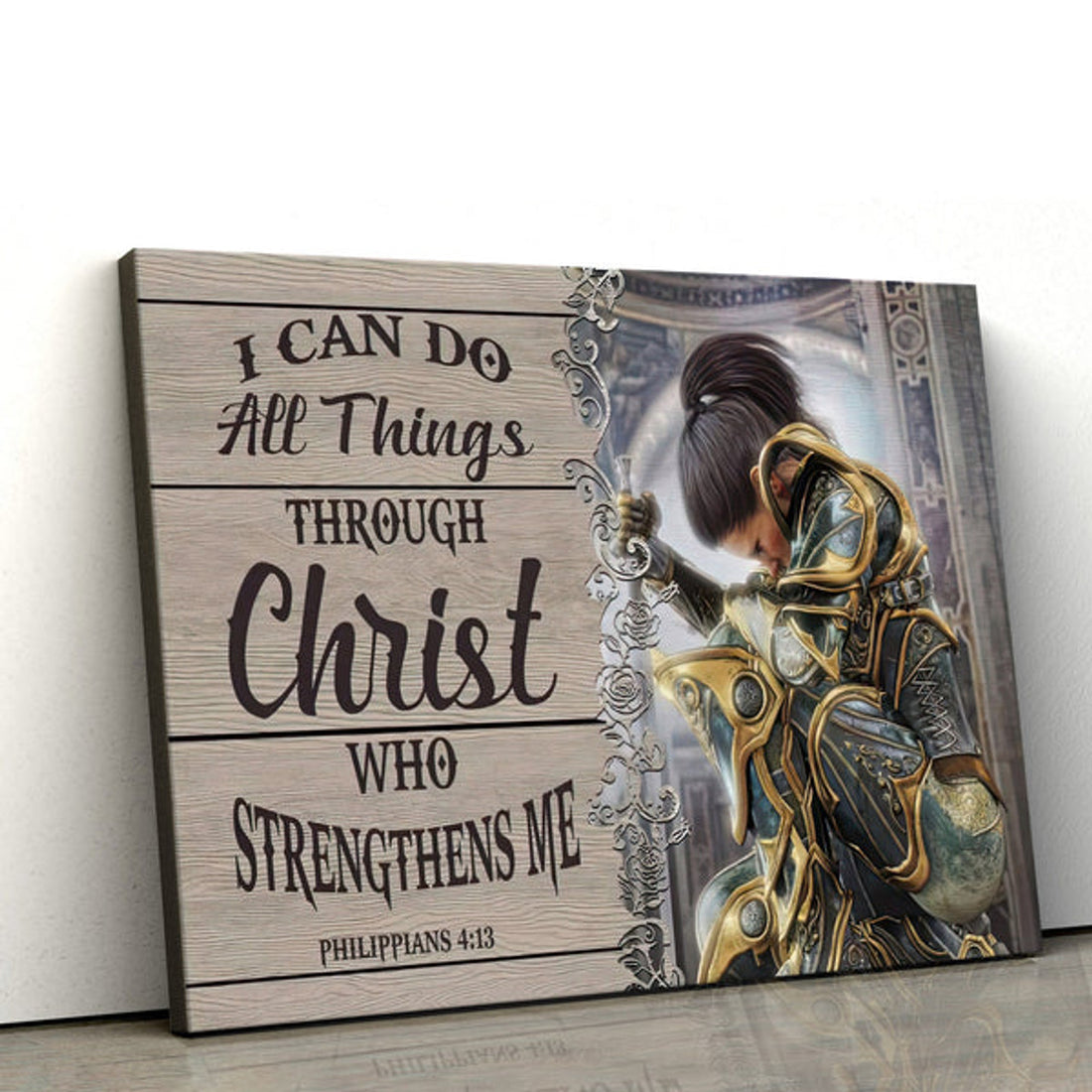 Christian Warrior Philippians 413 I Can Do All Things Through Christ Canvas Wall Art