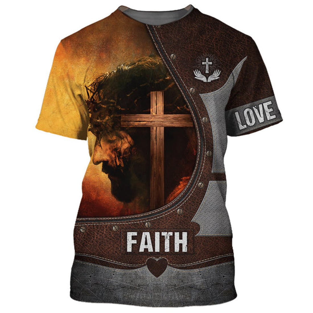 FUNSTUFFPRINT Christian Wooden Cross Love Jesus Faith Christian 3D T-shirt