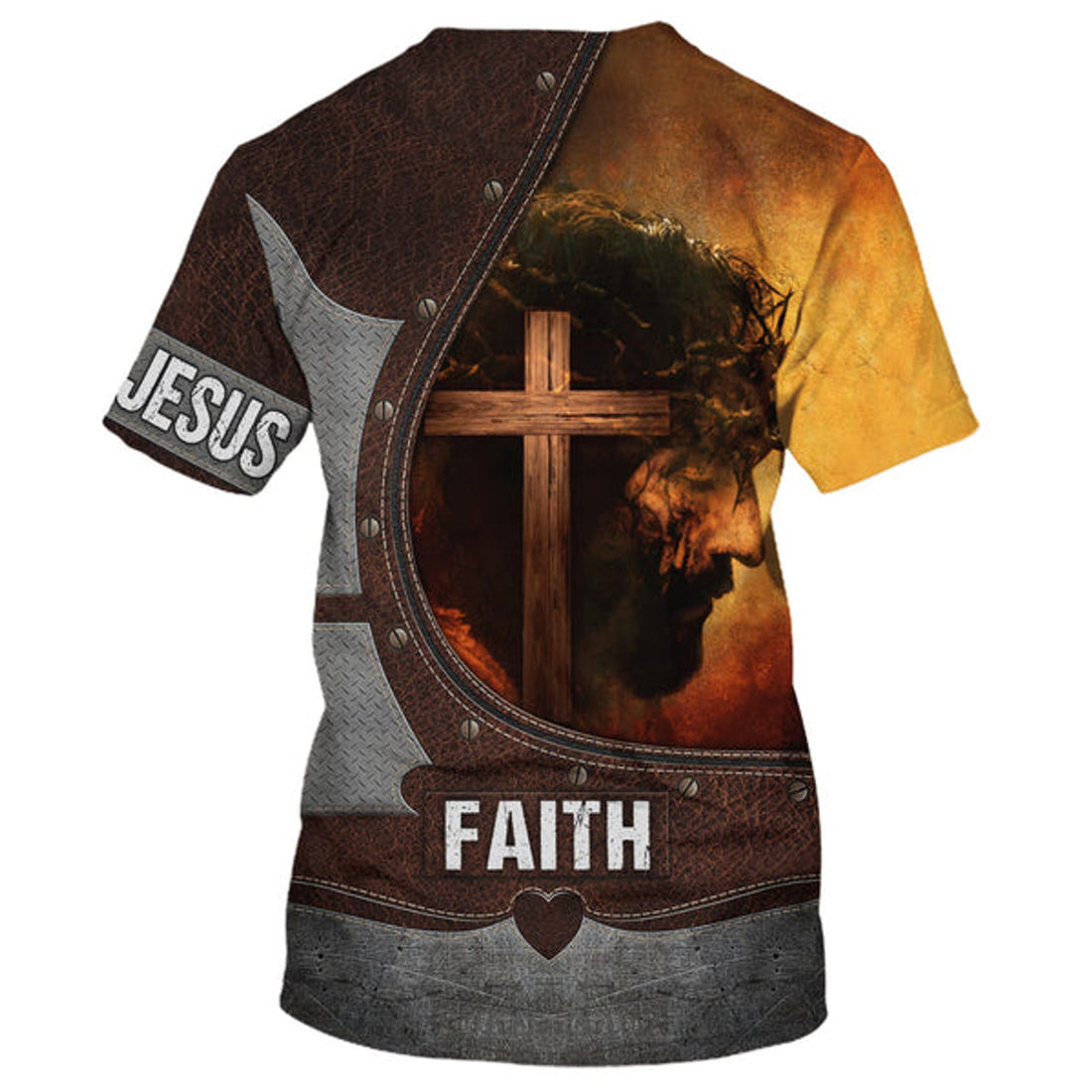FUNSTUFFPRINT Christian Wooden Cross Love Jesus Faith Christian 3D T-shirt