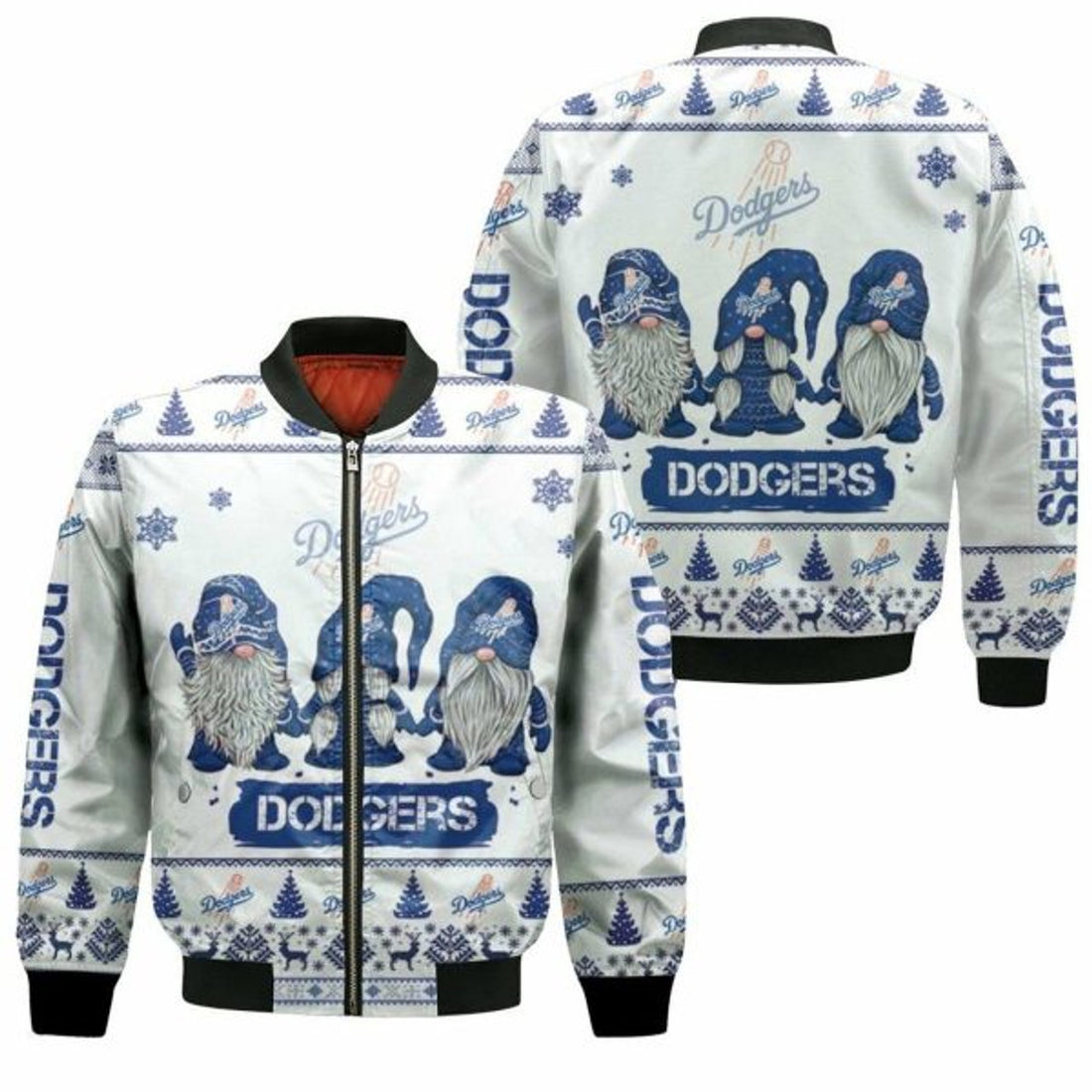 FUNSTUFFPRINT Christmas Gnomes Dodgers Ugly Sweatshirt Christmas 3D Bomber Jacket