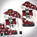 FUNSTUFFPRINT Christmas tartan pug 3D All Over Printed Shirt, Bomber Jacket Size 3D Bomber Jacket
