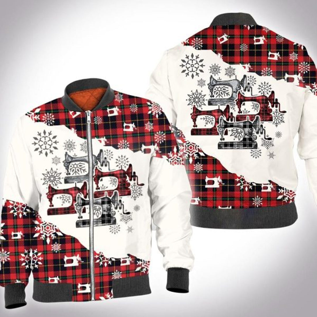 FUNSTUFFPRINT Christmas tartan sewing 3D All Over Printed Shirt, Bomber Jacket Size 3D Bomber Jacket