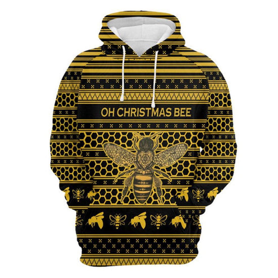 FUNSTUFFPRINT 3D Christmas Bee All Over 3D Hoodie and Zip Hoodie