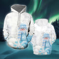 FUNSTUFFPRINT 3D Christmas Blue Snowman All Over 3D Hoodie and Zip Hoodie